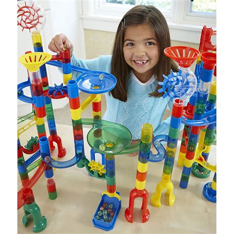 Exciting Marble Run play ramped up with a working elevator. . Mindware marble run
